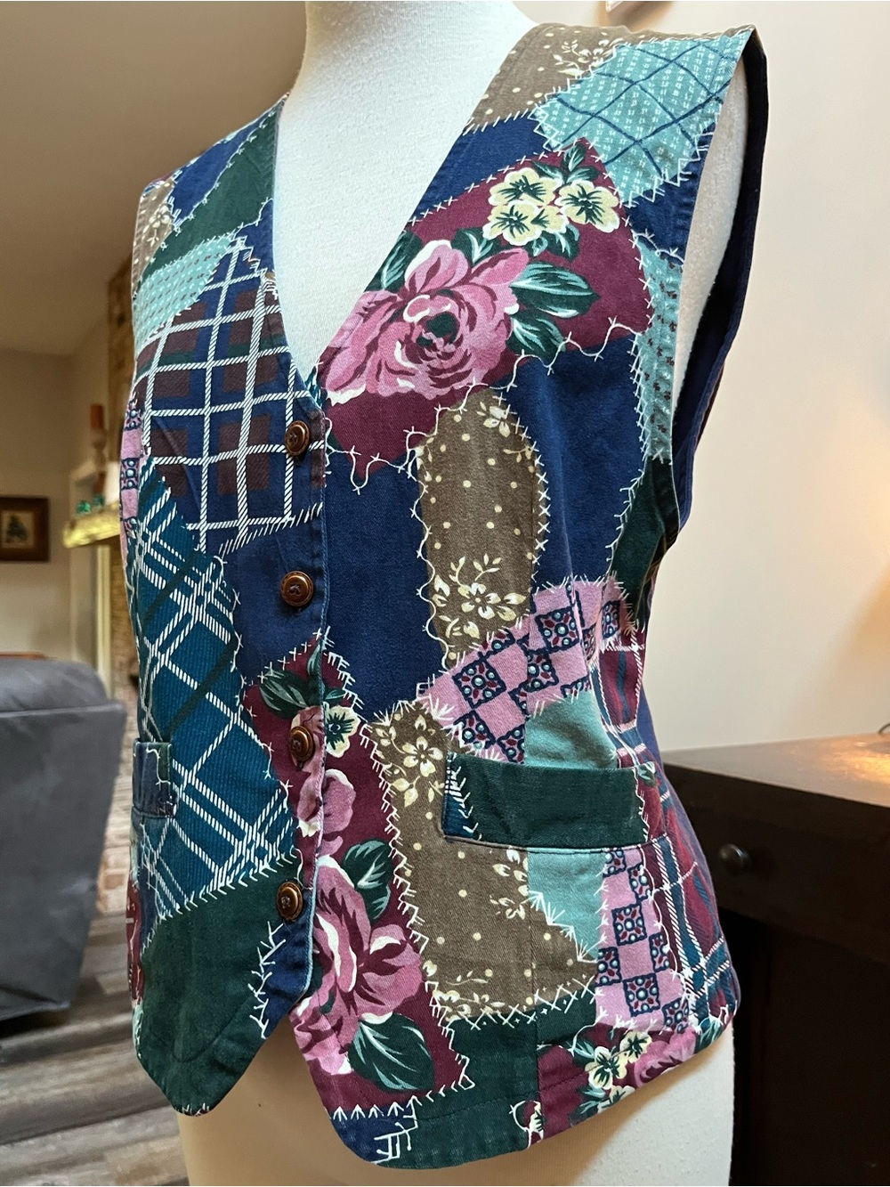 Patchwork Floral Cotton Vest